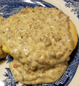 sausage gravy over biscuits